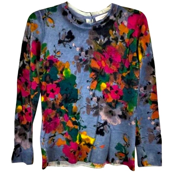 Ellen Tracy Sweaters - Ellen Tracy extra fine merino wool floral sweater